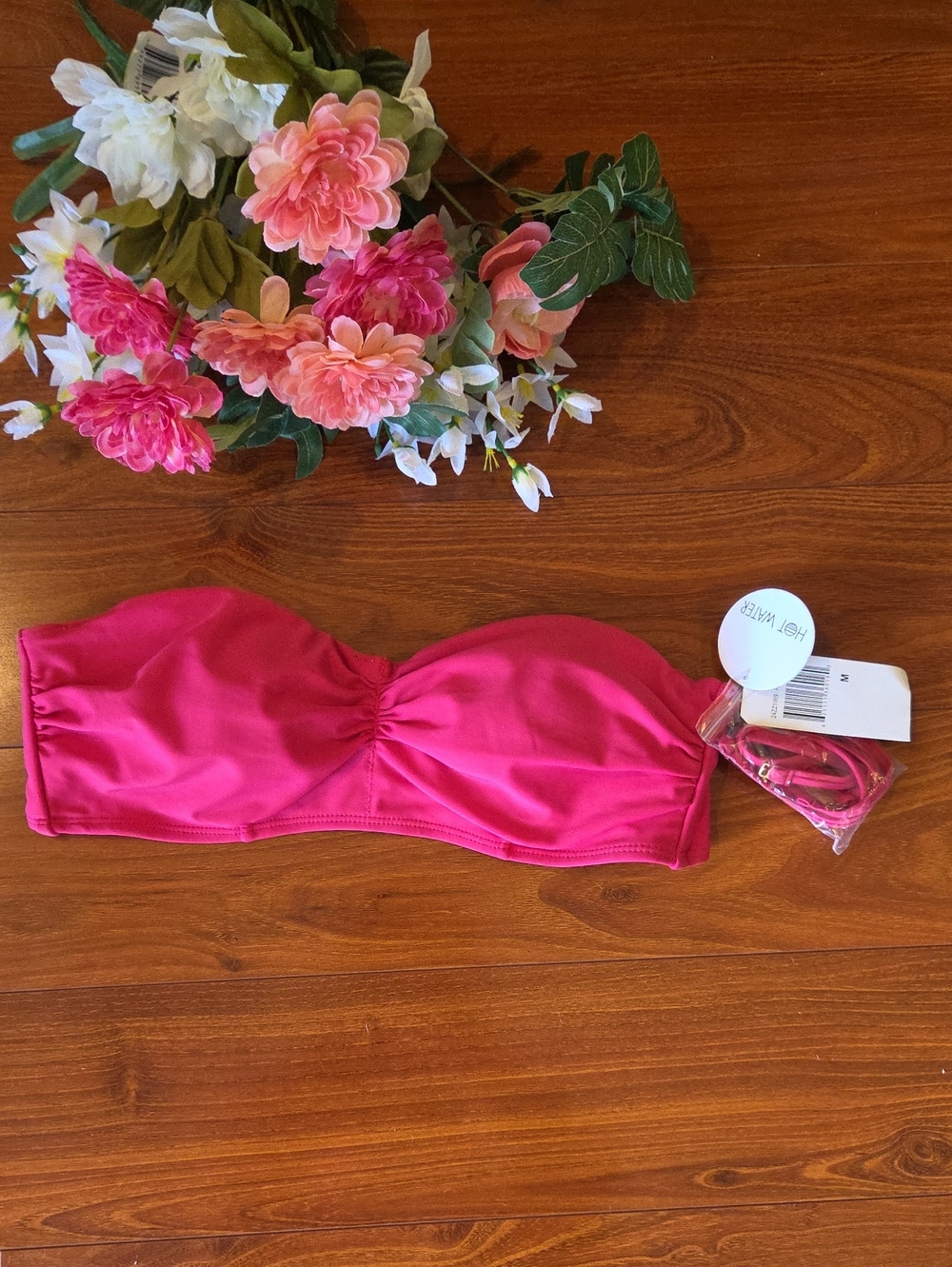 Hot Water Strapless Bandeau Top in Hot Pink Size Medium